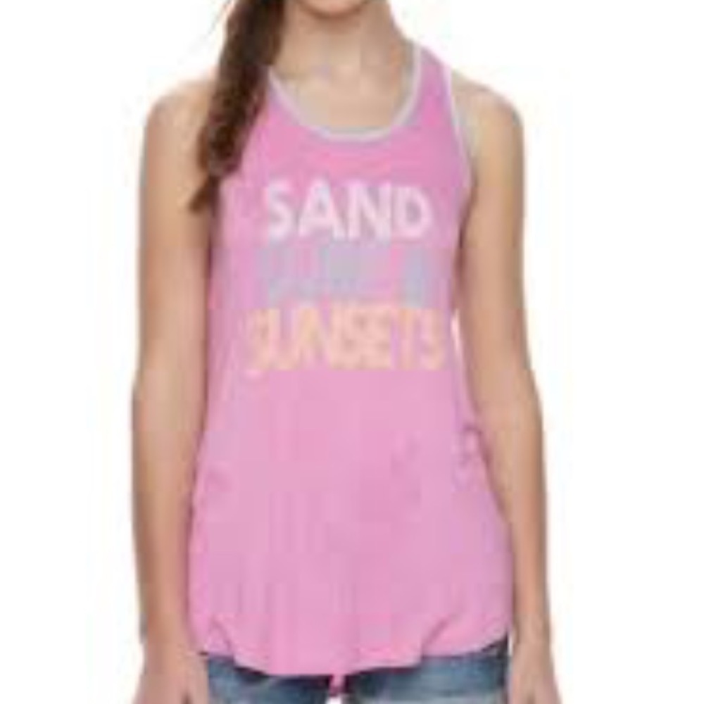 NWT about a girl ‘Sand, Surf & Sunsets’ pink tank